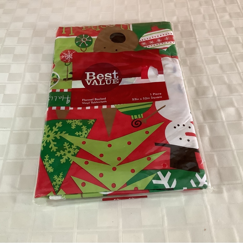 💜 New Christmas flannel backed vinyl tablecloth